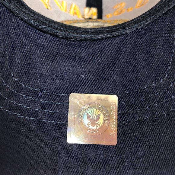 U.S. Navy Embroidered Emblem Unisex One Size Blue Yellow Hook & Loop Cap Hat - Picture 8 of 9
